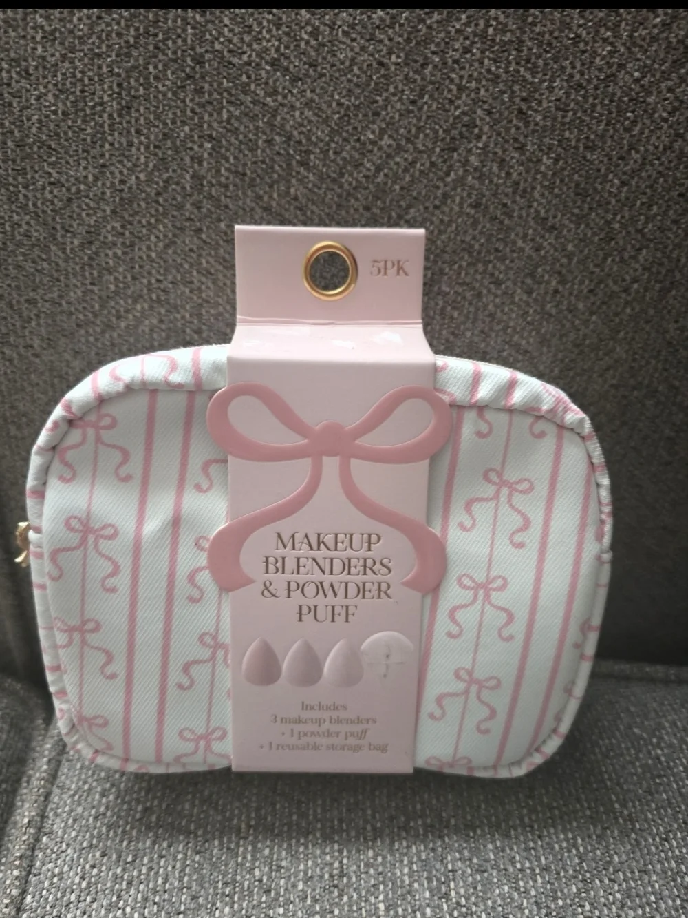 Makeup Blenders & Powder Puff Set In A Pink Bows Bag-NWT!